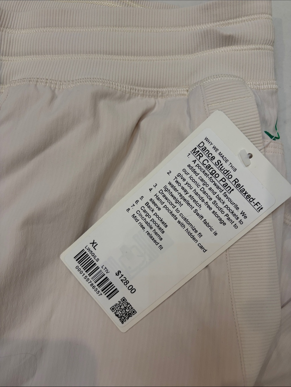 Nwt Lululemon Dance Studio Relaxed-Fit MR Cargo Pant XL Light Ivory Cream Bone - Picture 3 of 5